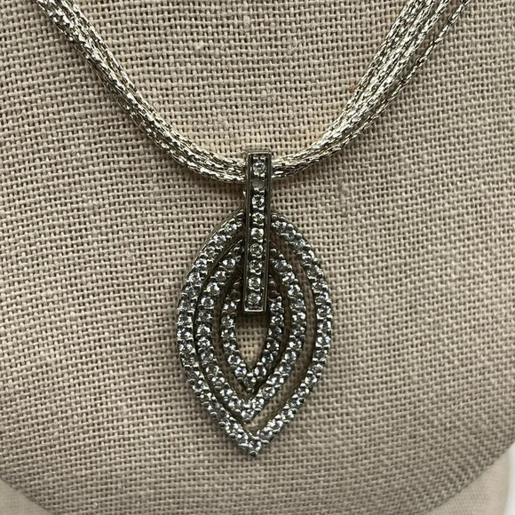 925 Italy Milor Multi-Strand Necklace w/ Layered Teardrop Pendant, 16-18" - Picture 12 of 16